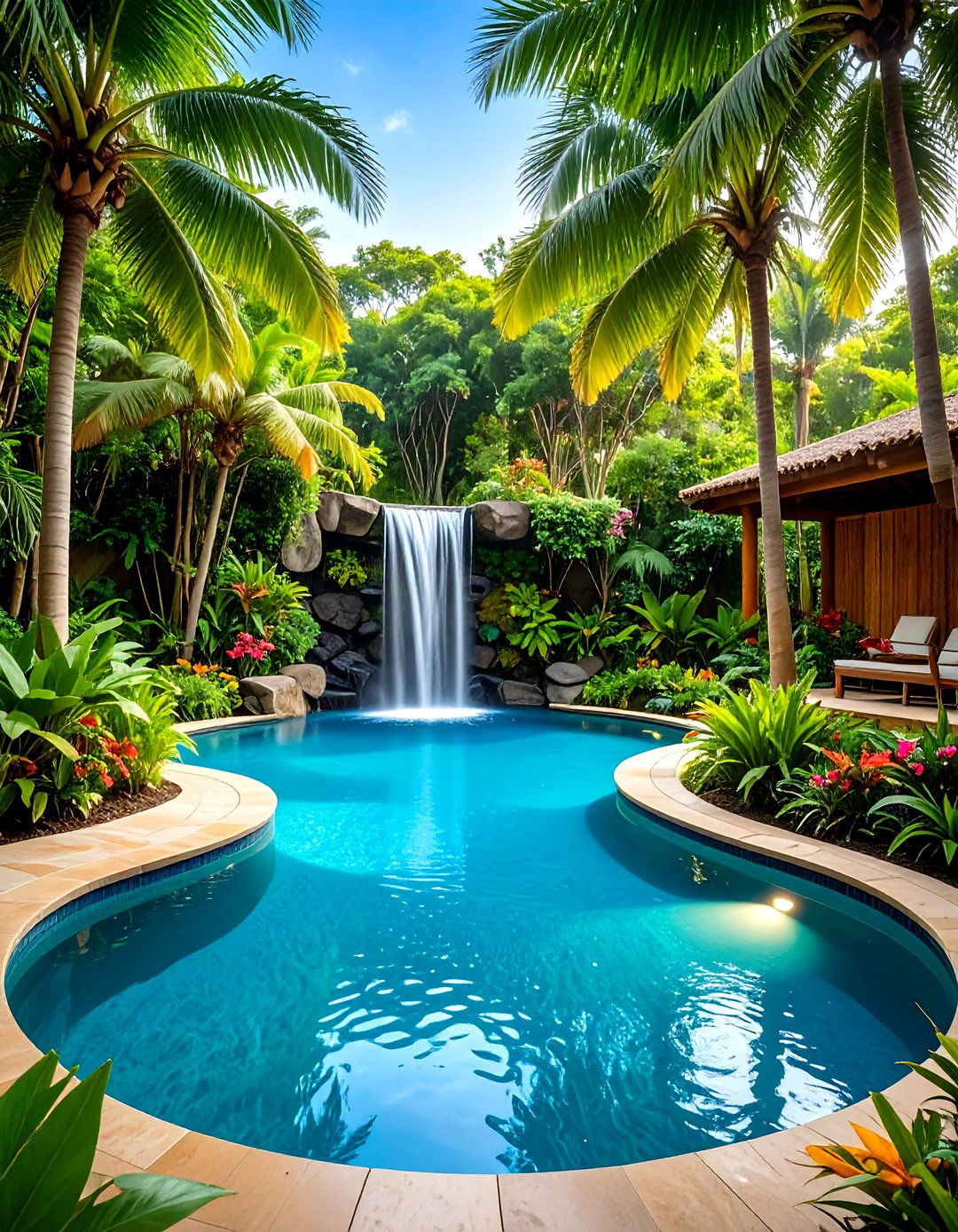 Resort Style Tropical Pool Design - 24 Semi Inground Pool Ideas