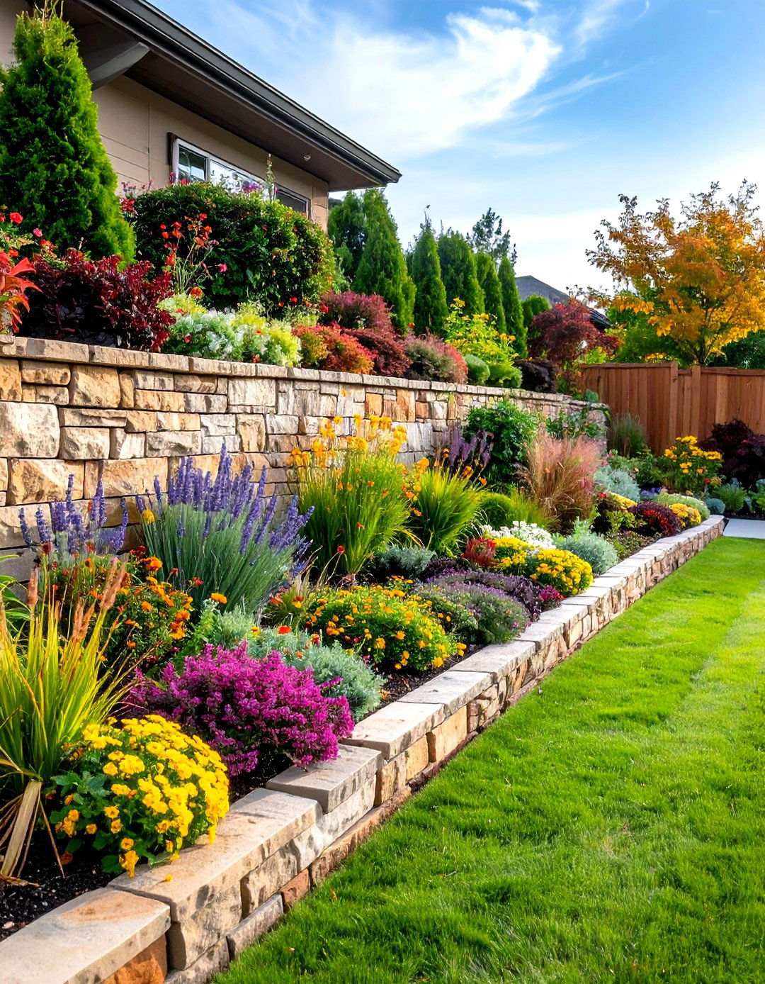 Retaining Wall Gardens - 24 Low Maintenance Backyard Landscaping Ideas