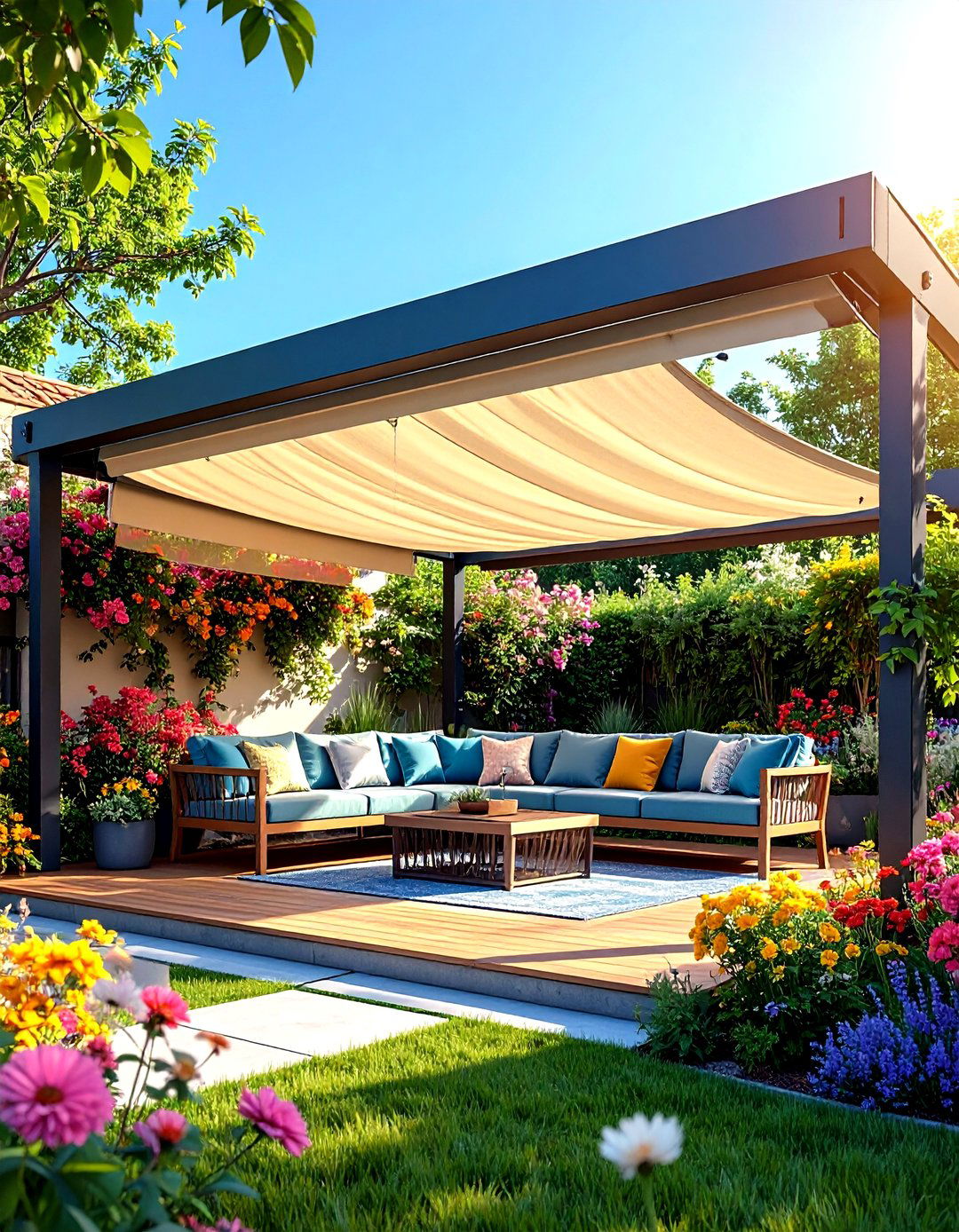 Retractable Pergola Cover - 24 Covered Patio Ideas