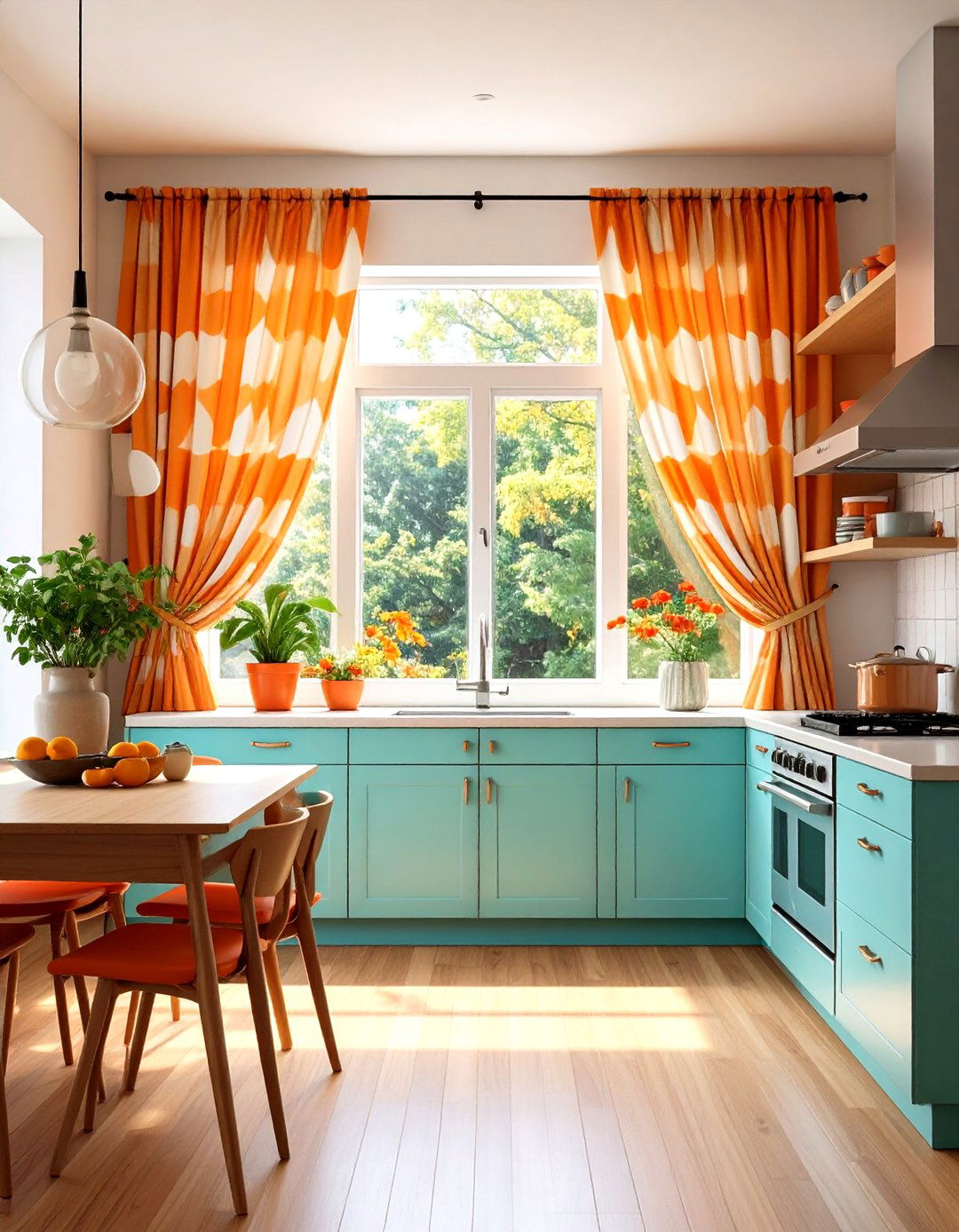 Retro Atomic Print Curtains from Mid Century Era - 24 Kitchen Curtain Ideas