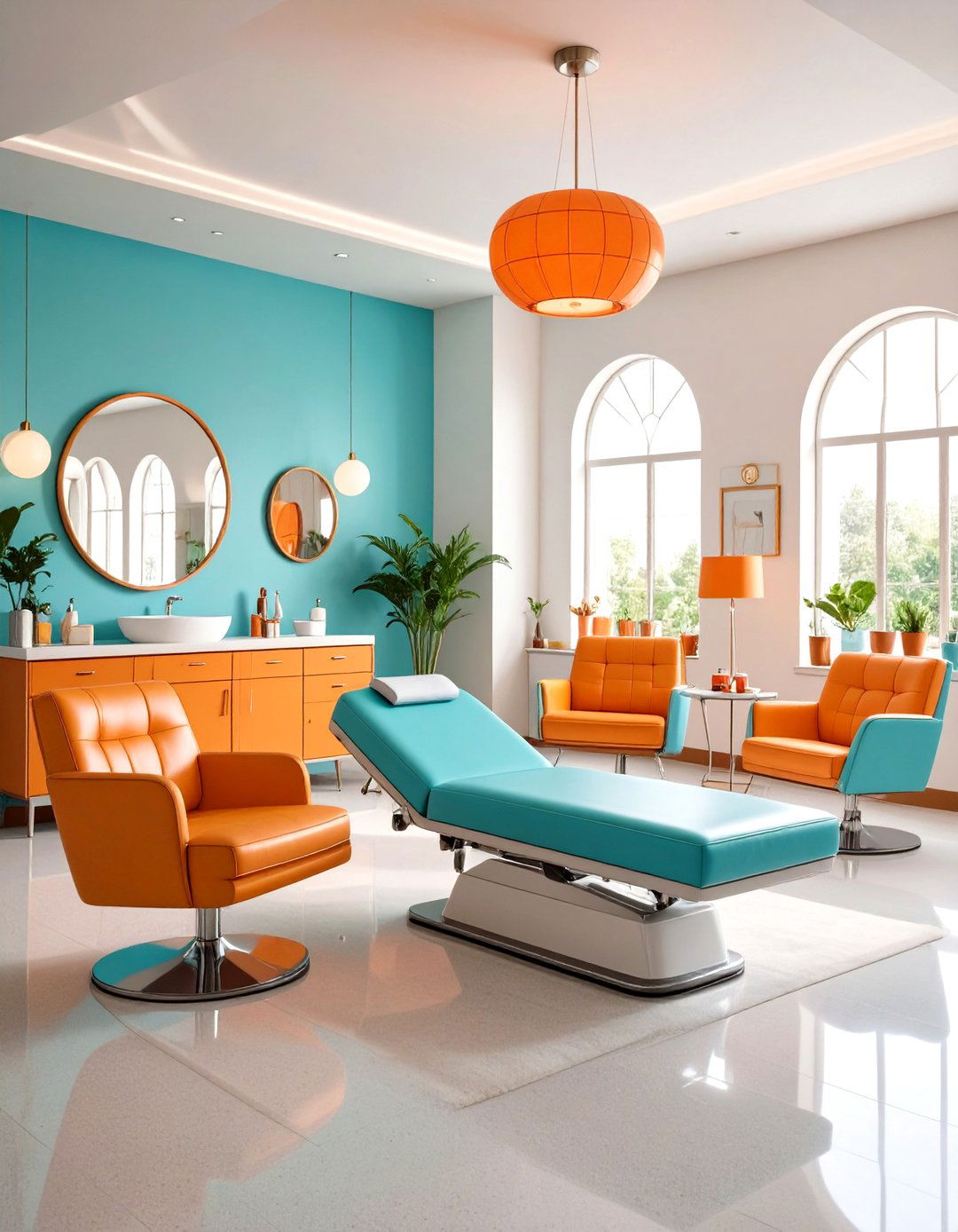 Retro Mid Century Facial Lounge - 24 Facial Room Ideas