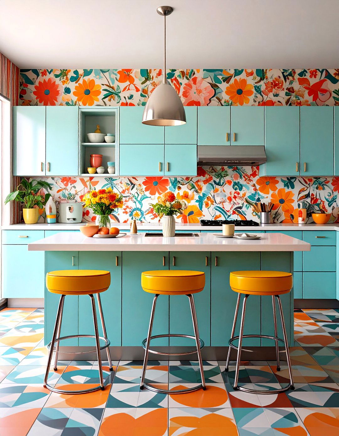 Retro Mid Century Kitchen Wallpaper - 24 Kitchen Wallpaper Ideas