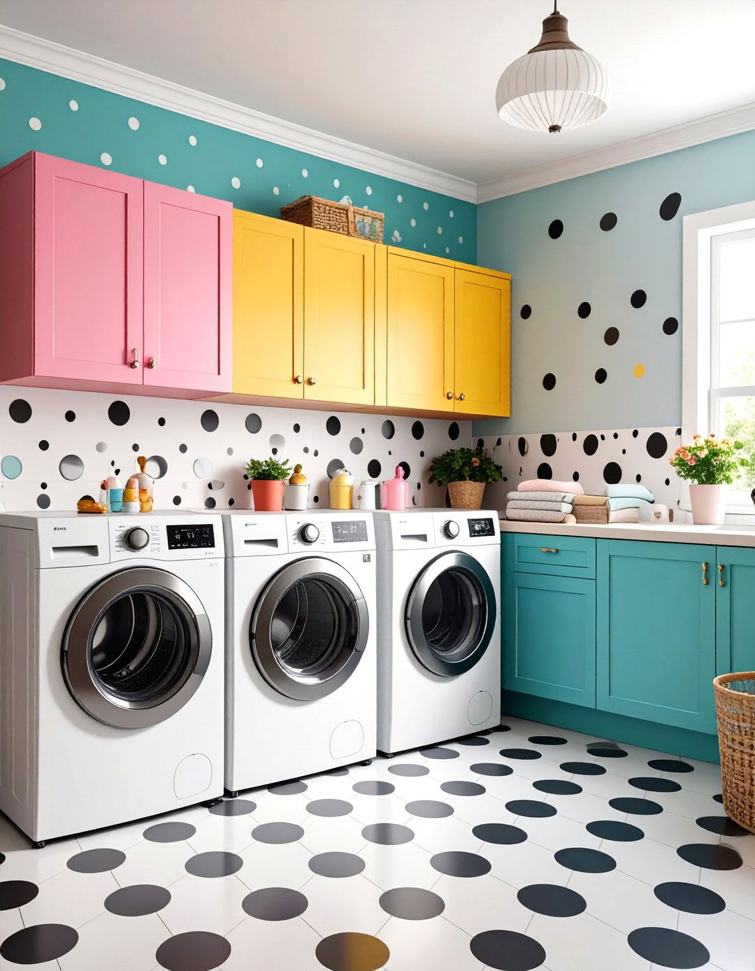 Retro Polka Dots - 24 Laundry Room Wallpaper Ideas