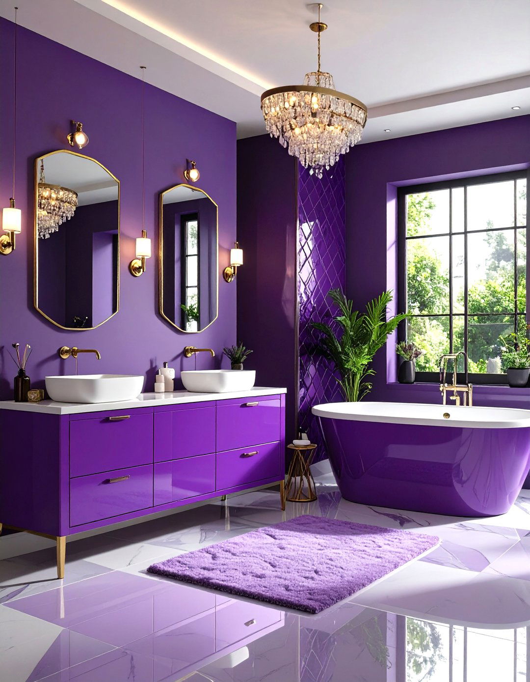 Retro Purple Power - 24 Purple Bathroom Ideas