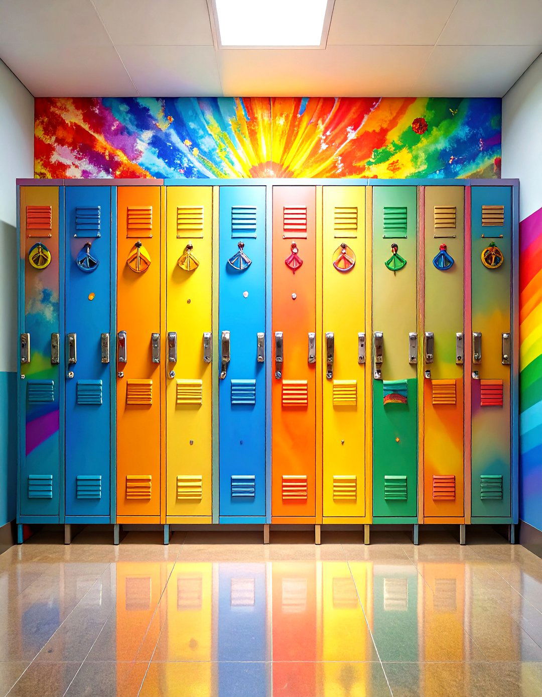 Retro Rainbow Explosion Theme - 24 Locker Decor Ideas