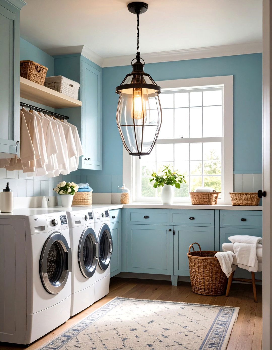 Retro Schoolhouse Glass Pendants - 24 Laundry Room Lighting Ideas