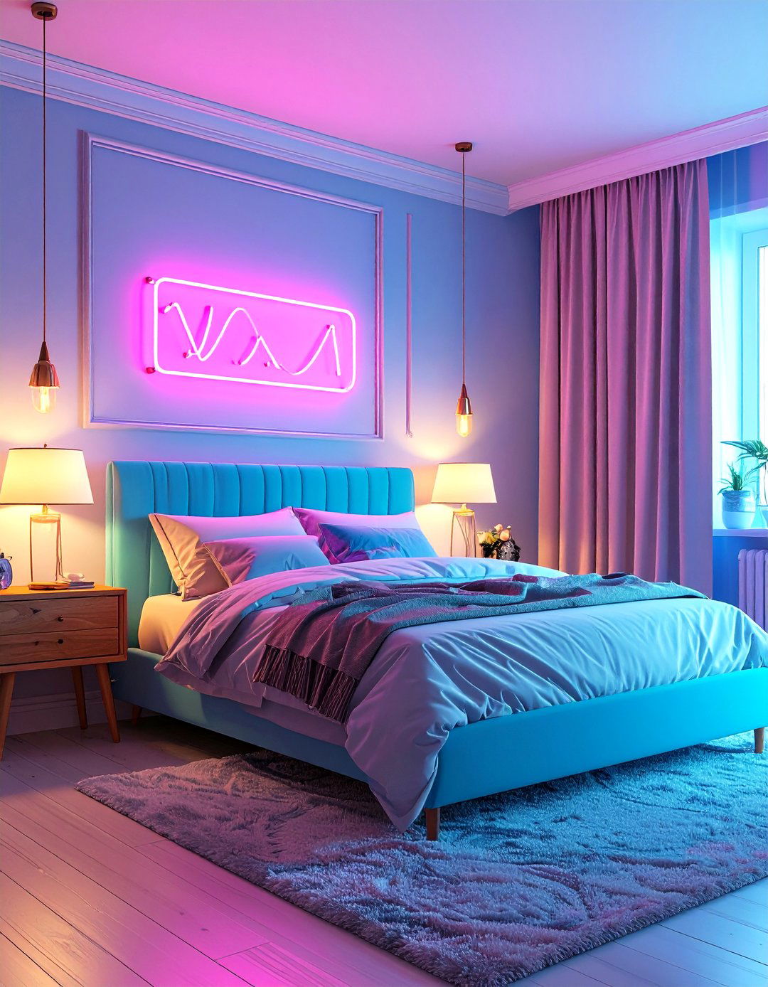 Retro Vintage Vibes - 24 Neon Bedroom Ideas