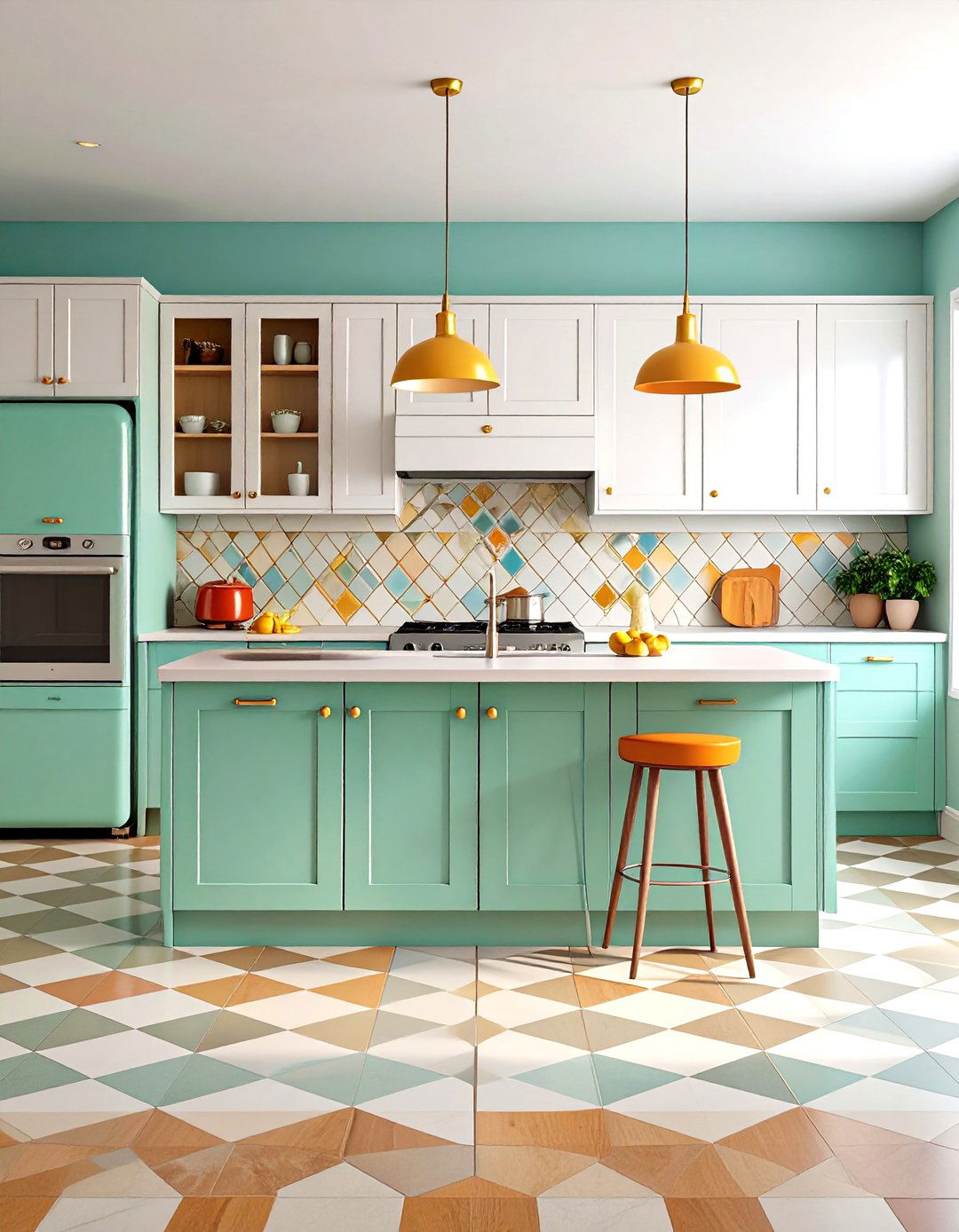 Retro White Kitchen with Mid Century Modern Influences - 24 White Kitchen Ideas