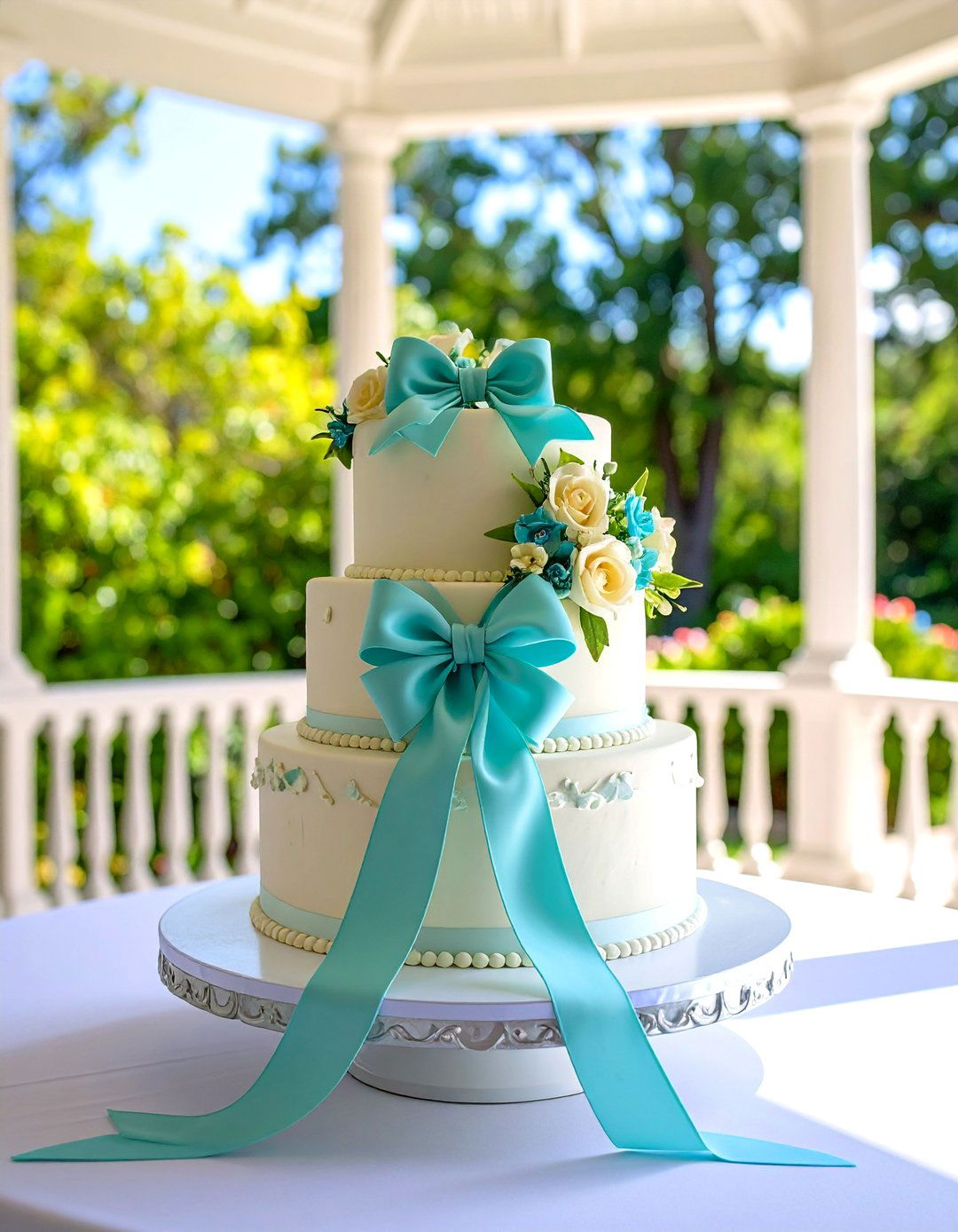 Ribbon and Bow Detail Cake - 24 Small Wedding Cake Ideas