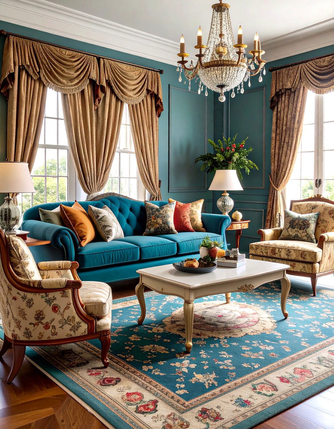 Rich Fabric Patterns - 24 Traditional Living Room Ideas