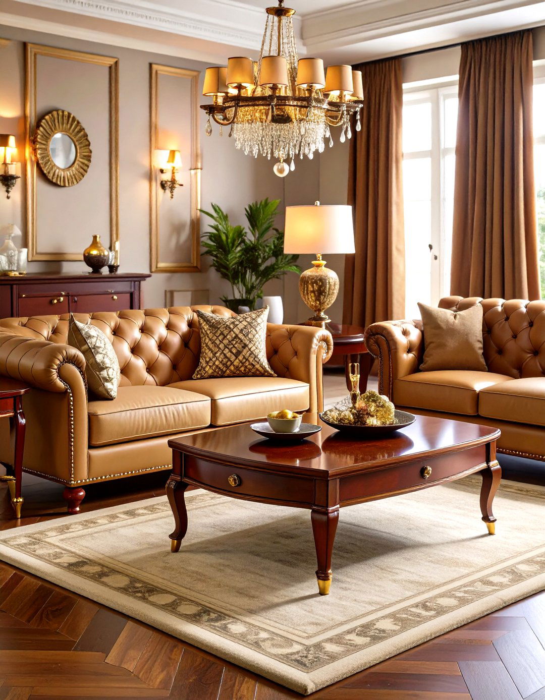 Rich Mahogany and Leather Combination - 24 Formal Living Room Ideas