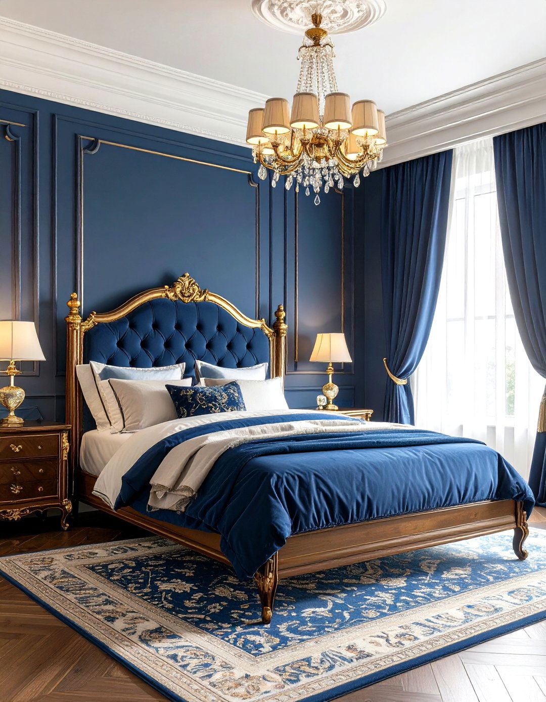 Rich Navy Blue Palette - 24 Victorian Bedroom Ideas