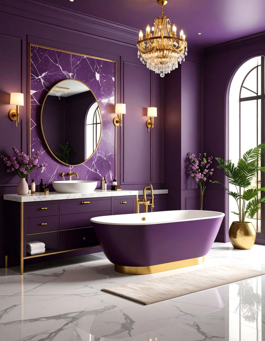 Rich Plum Dramatic Elegance - 24 Colorful Bathroom Ideas