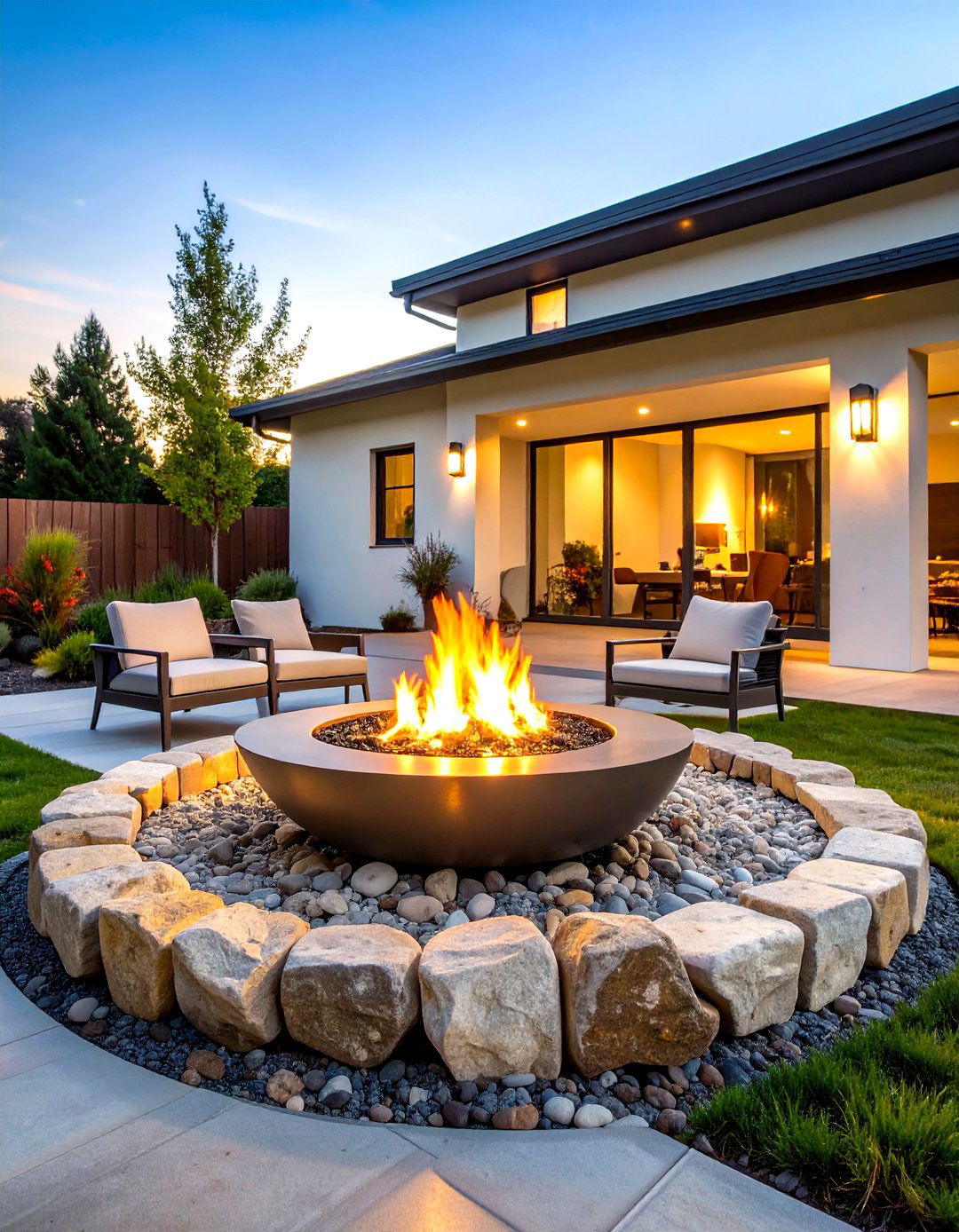River Rock Bowl Design - 24 Rock Fire Pit Ideas