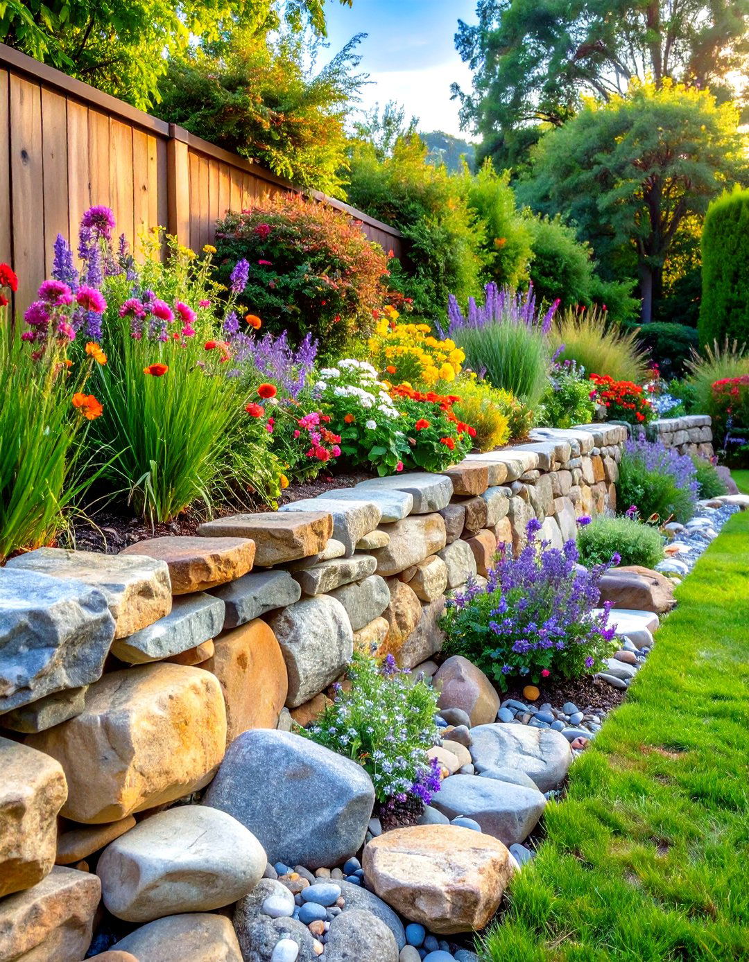 River Rock Retaining Wall - 24 Natural Rock Retaining Wall Ideas