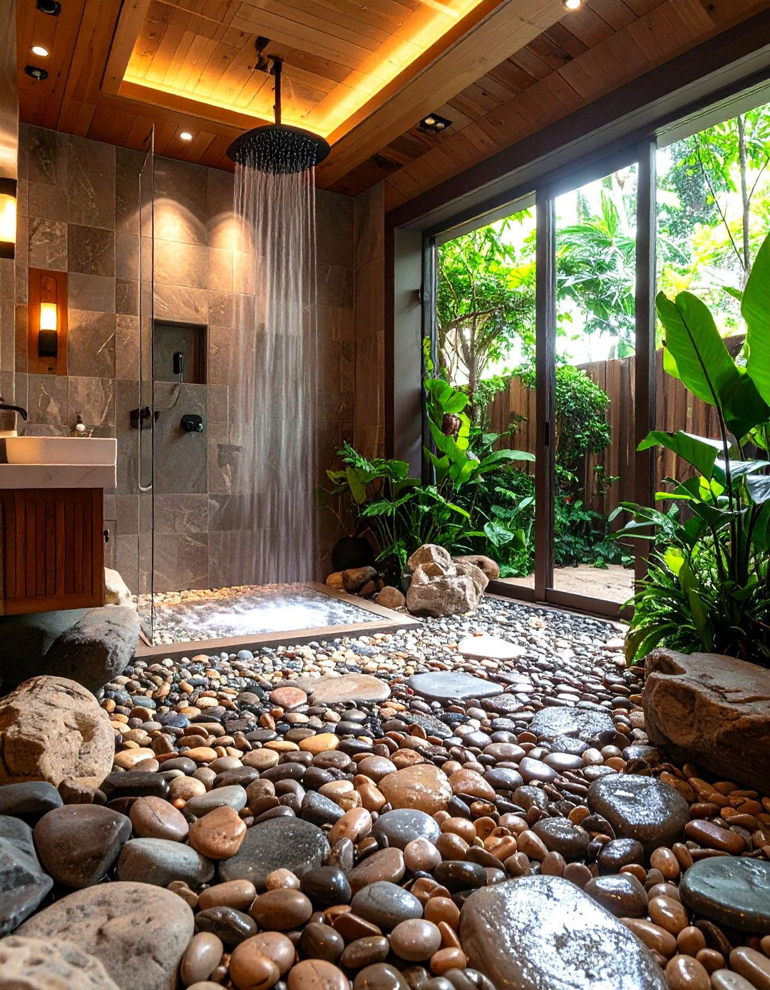 River Rock Shower Floor Tiles - 24 Shower Floor Tile Ideas