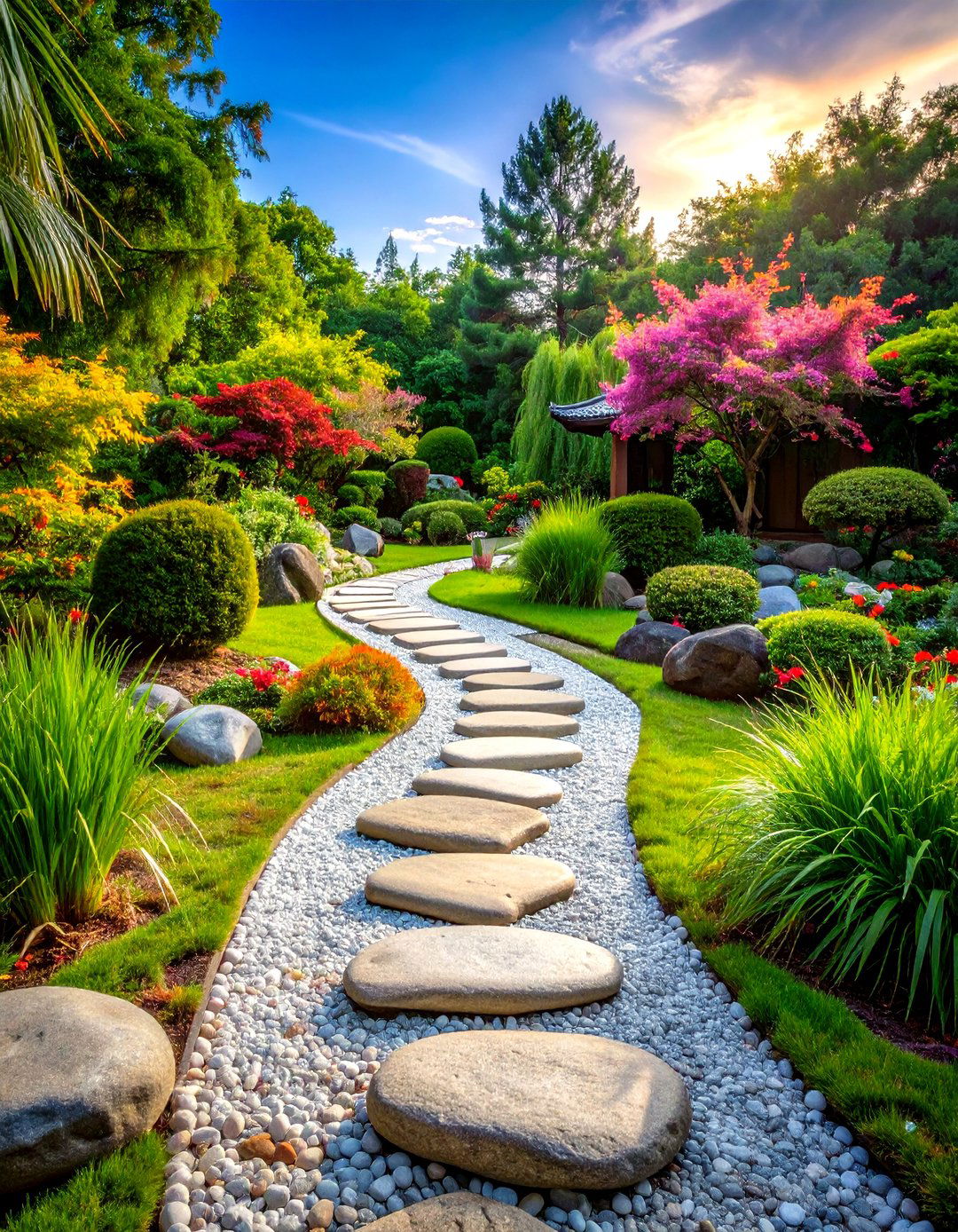 River Rock Zen Garden Pathway - 24 Front Walkway Ideas