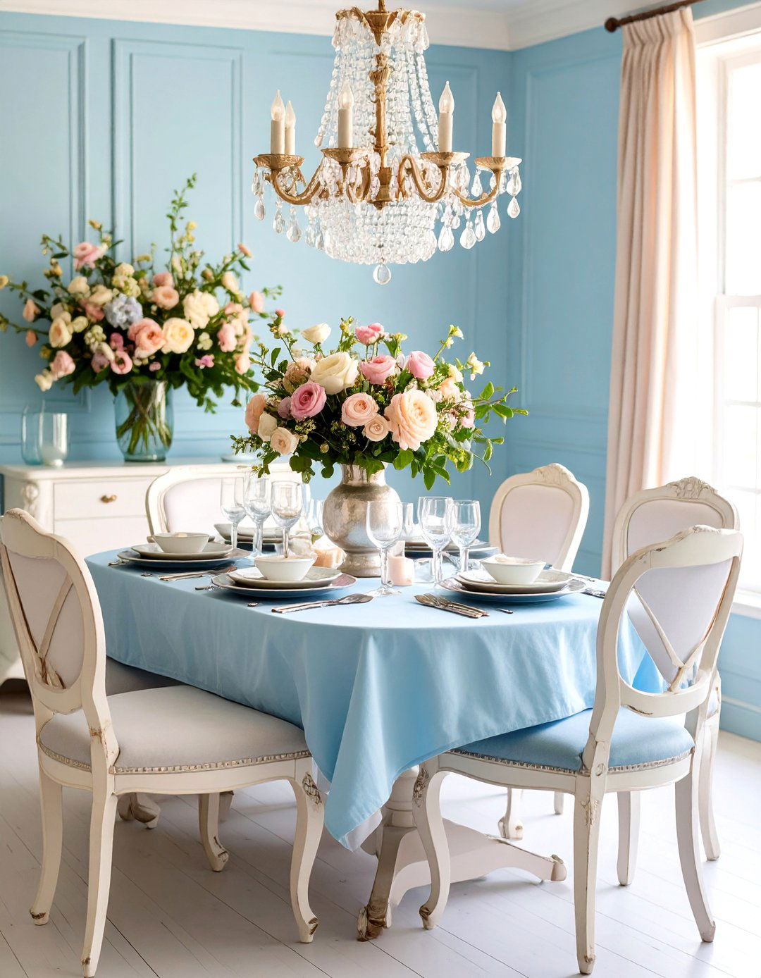Robins Egg Blue Shabby Chic Dining Room - 24 Blue Dining Room Ideas