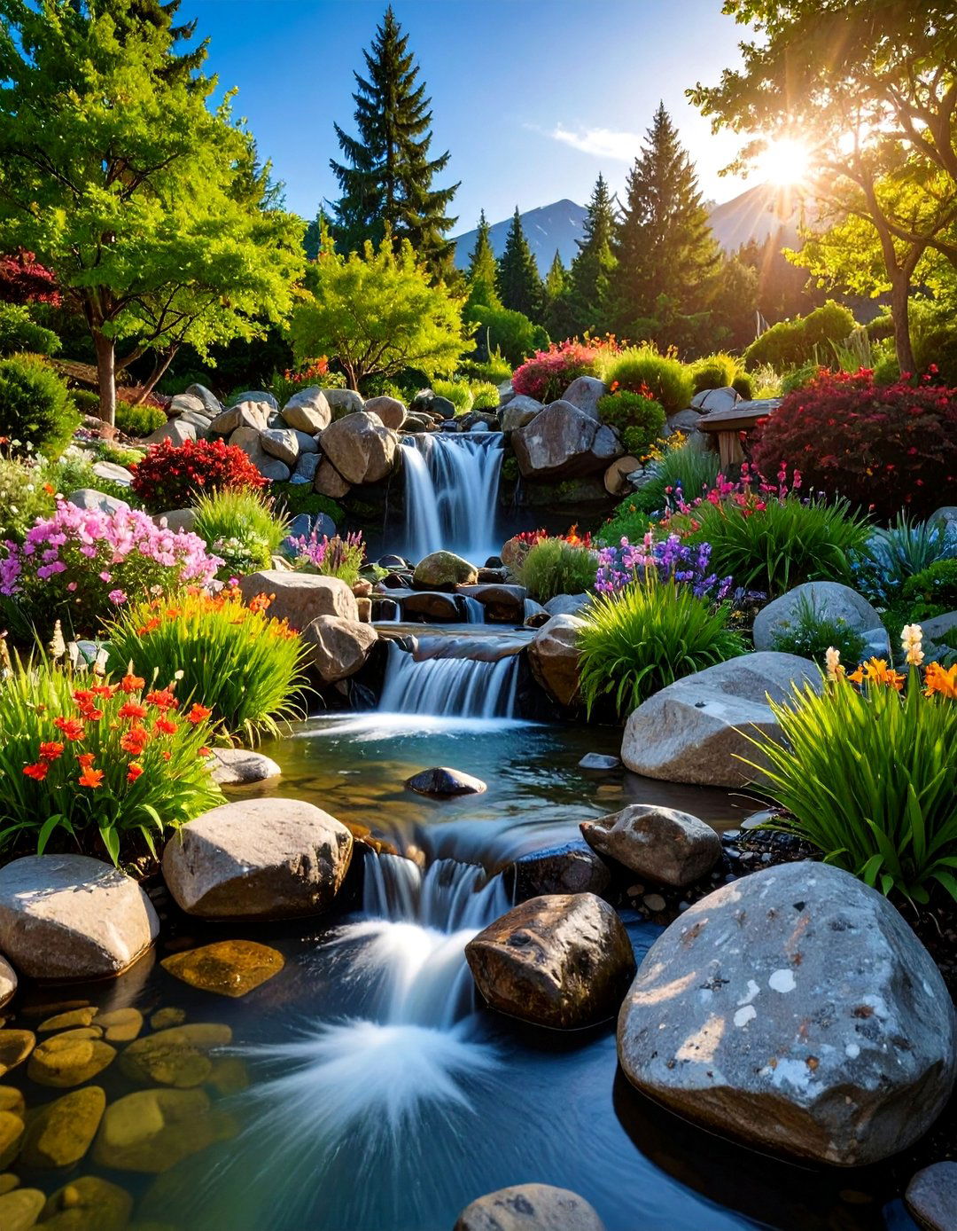 Rock Garden Alpine Waterfall - 24 Backyard Waterfall Ideas