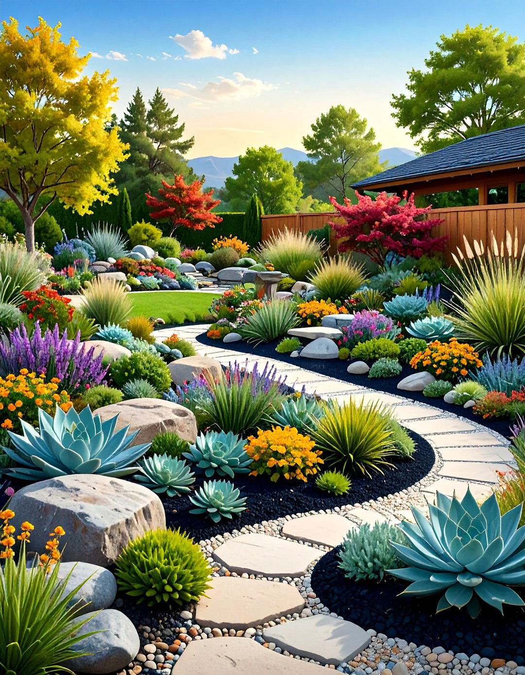 Rock Garden Combinations - 24 Black Mulch Landscaping Ideas
