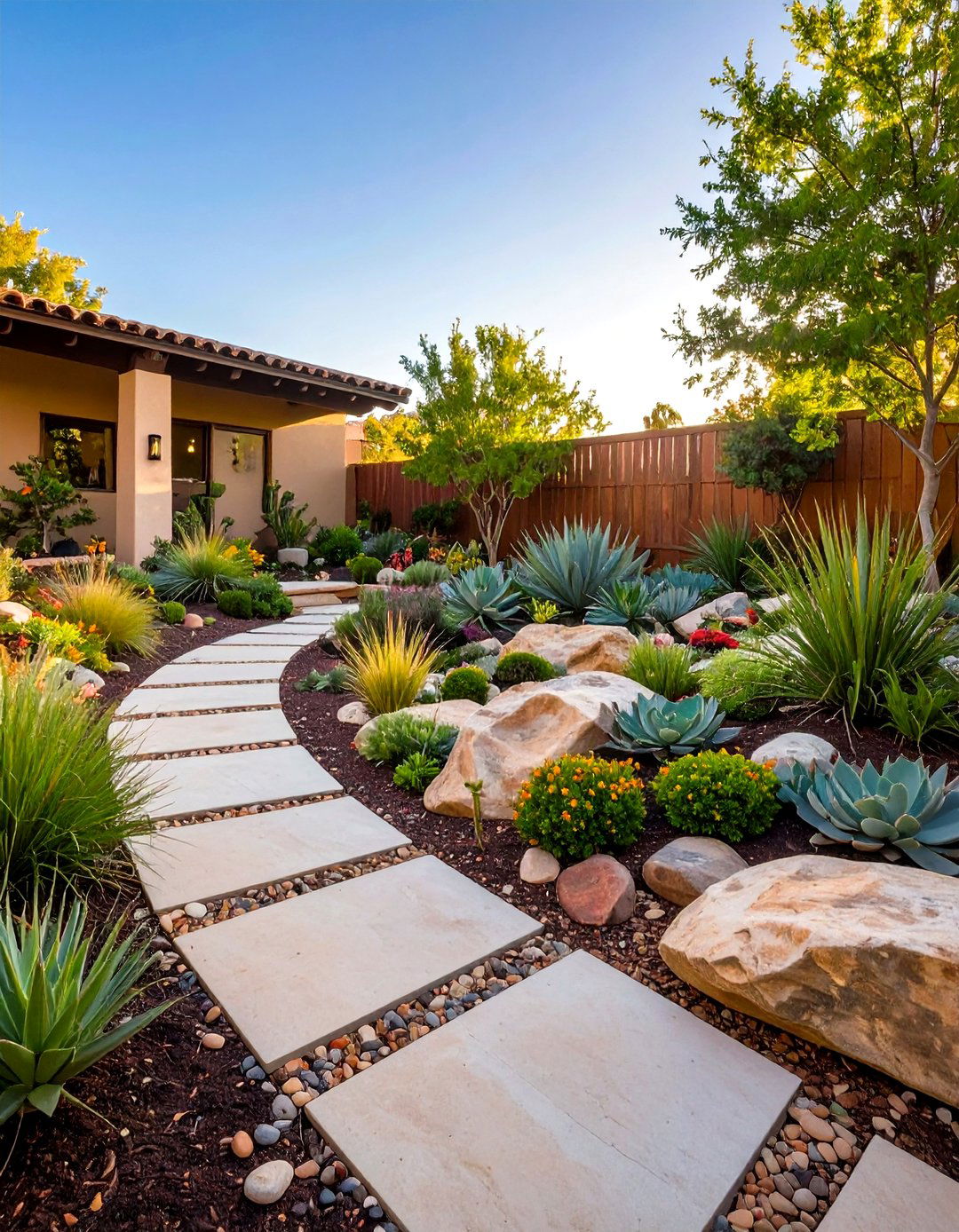 Rock Garden with Native Plant Communities - 24 Down Sloped Backyard Ideas
