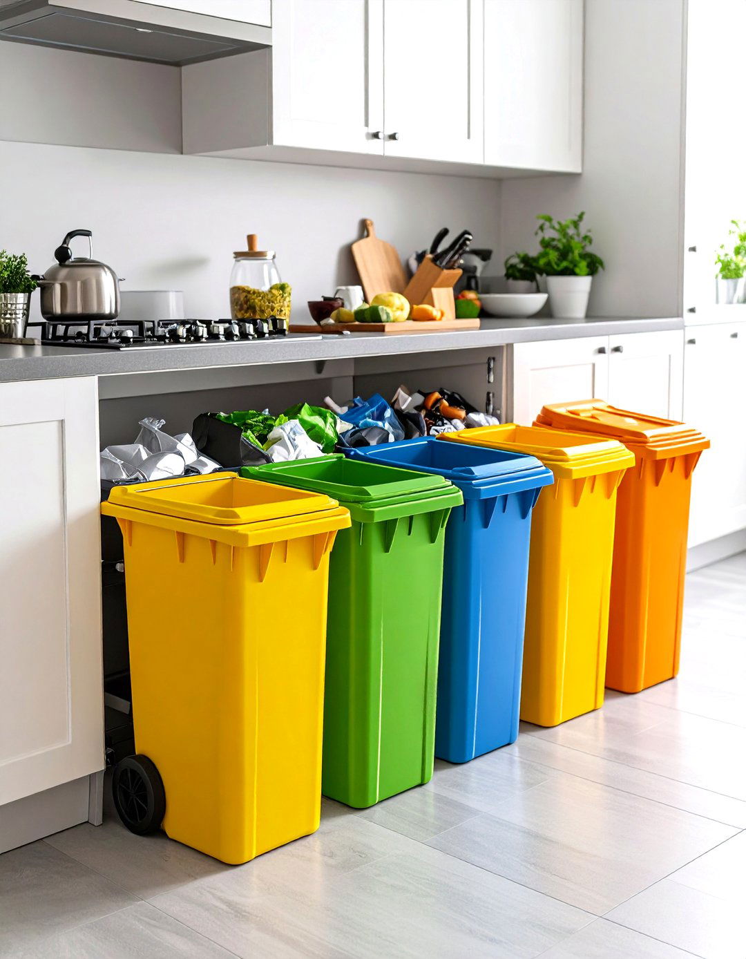 Roll Out Waste Basket Systems - 24 Small Kitchen Storage Ideas