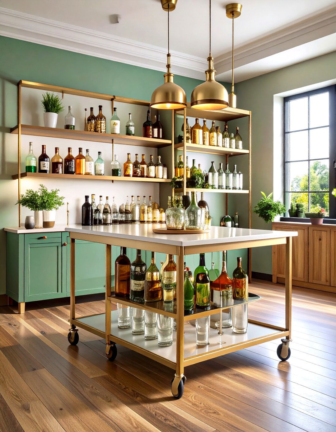 Rolling Bar Cart Station - 24 Mini Bar Ideas