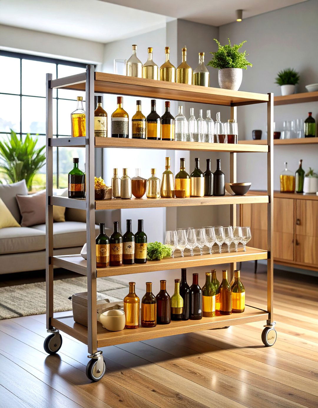 Rolling Bar Cart Station - 24 Home Bar Ideas On A Budget