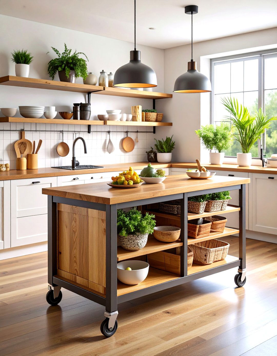 Rolling Cart Islands with Butcher Block Tops - 24 Small Kitchen Island Ideas