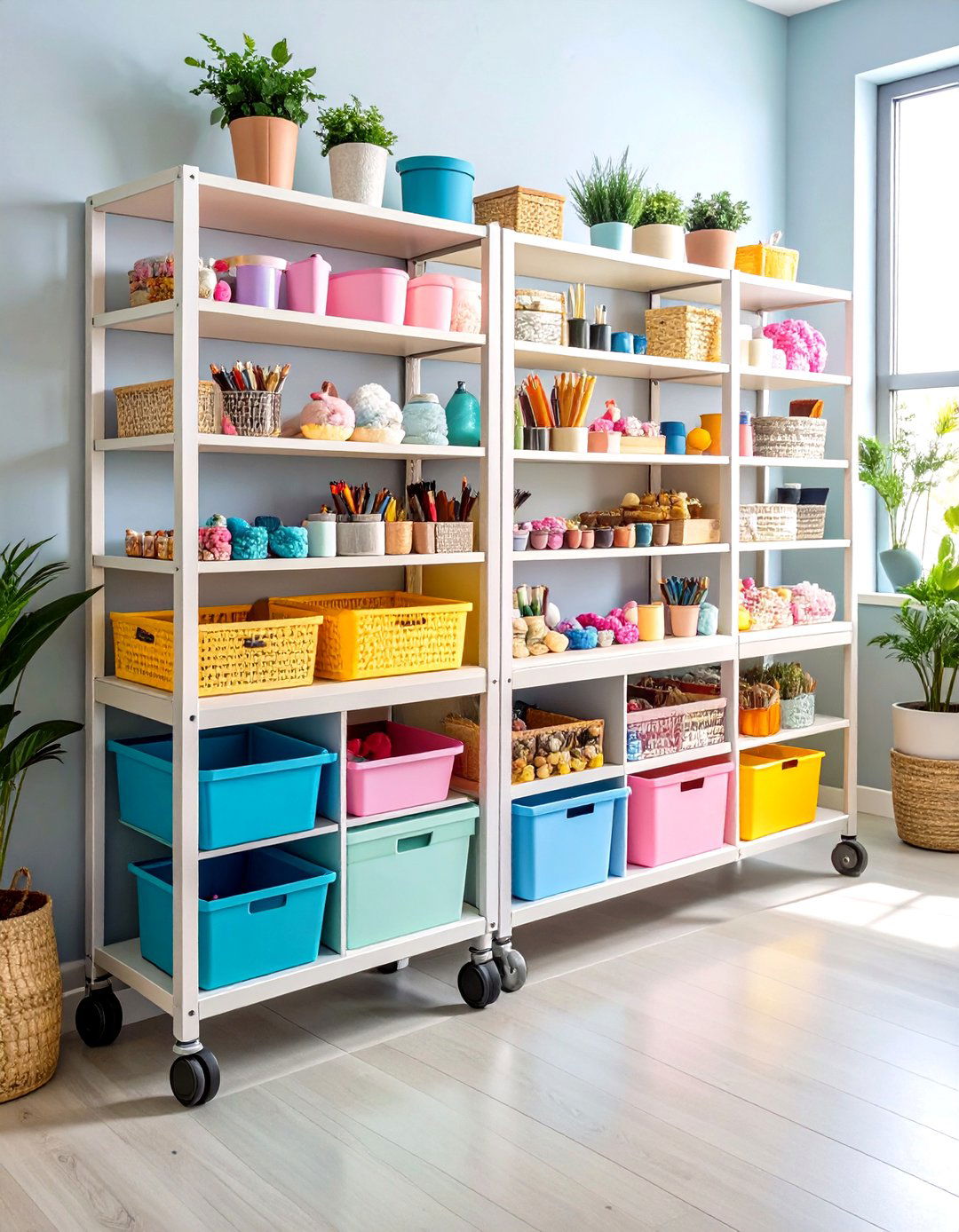 Rolling Cart Station Setup - 24 Craft Room Ideas