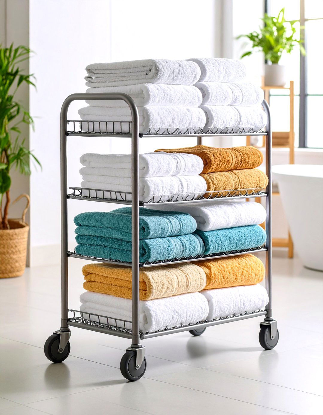 Rolling Cart Storage - 24 Towel Display Ideas