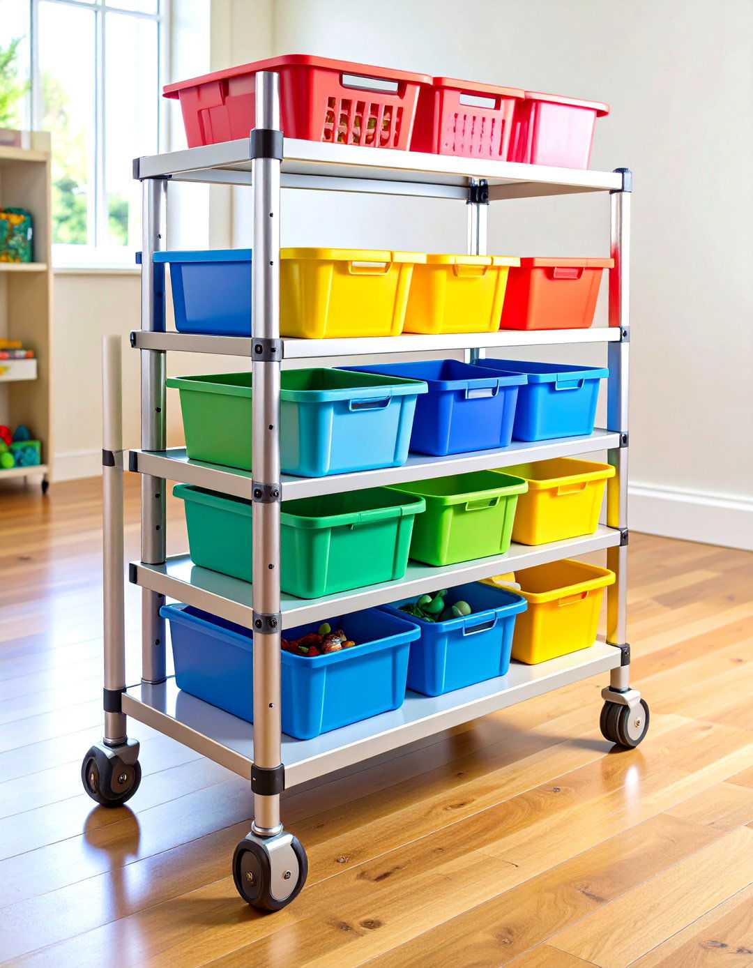 Rolling Cart with Multiple Tiers - 24 Lego Storage Ideas