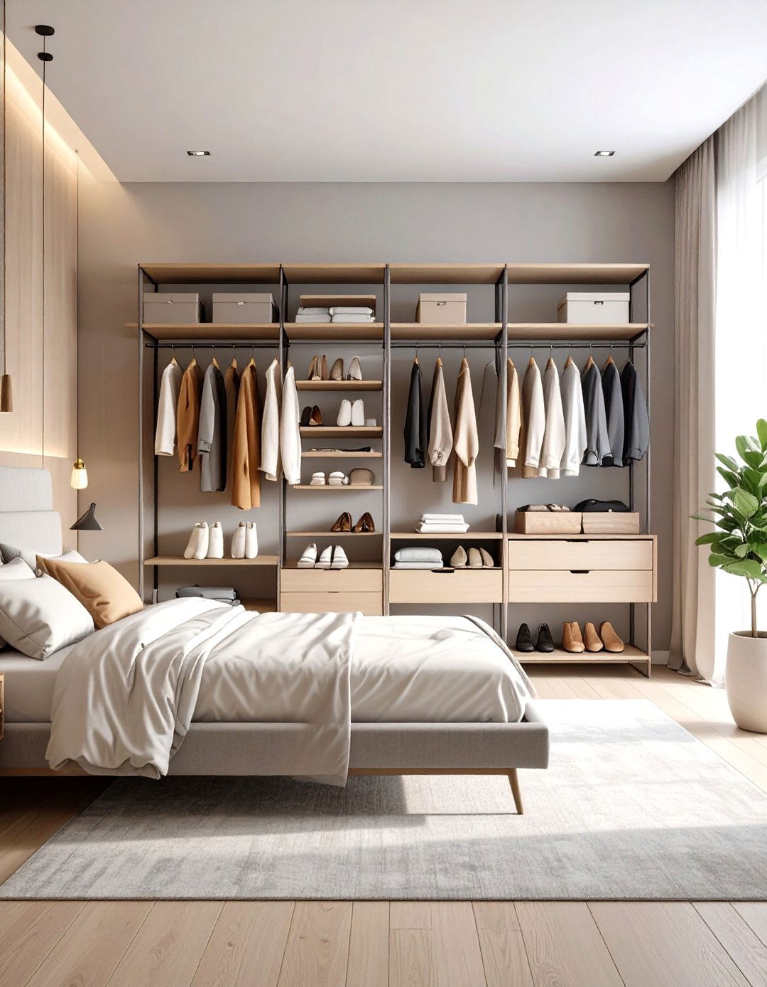Rolling Clothing Rack Stations - 24 small bedroom storage ideas
