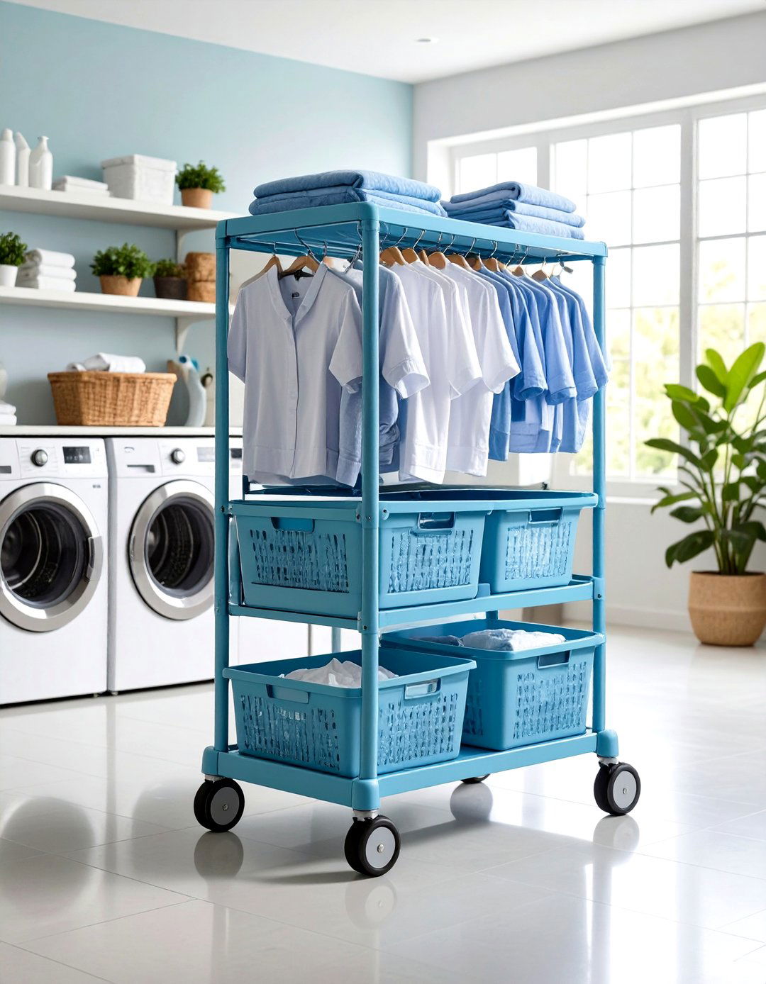 Rolling Drying Cart System - 24 Laundry Room Drying Rack Ideas