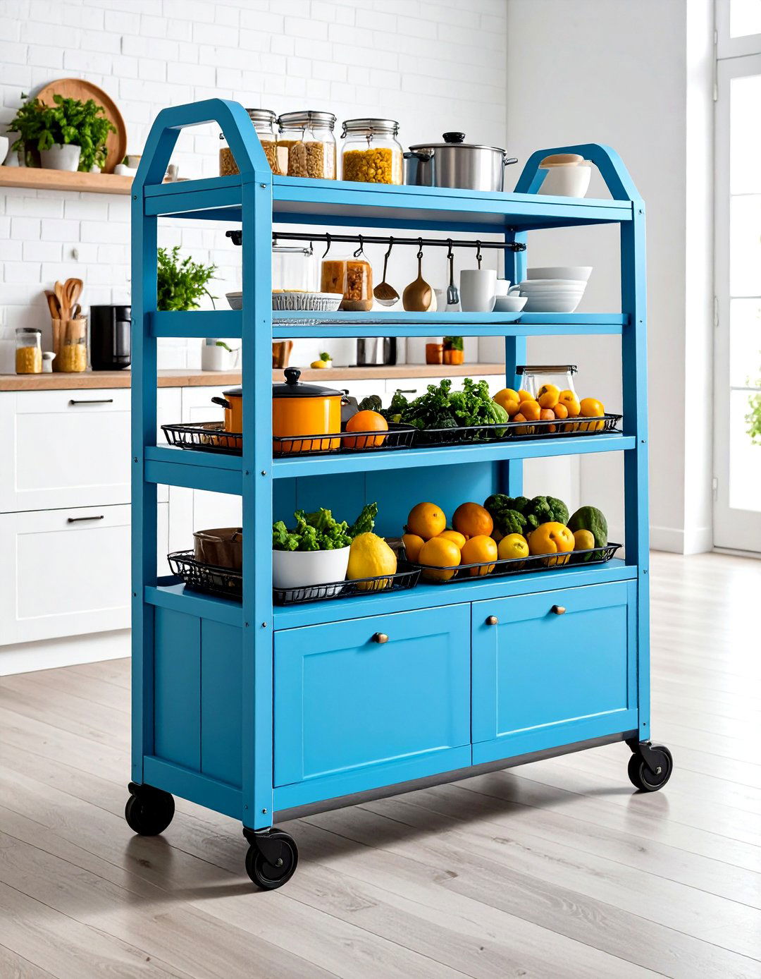 Rolling Kitchen Carts - 24 Pots and Pans Storage Ideas
