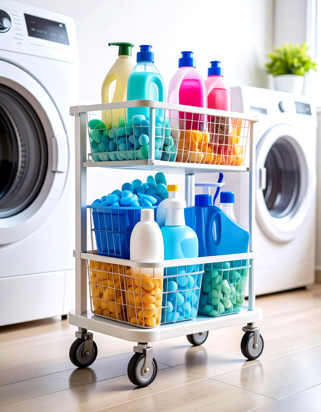Rolling Laundry Cart Solutions - 24 Small Laundry Room Ideas With a Top Load Washing Machine