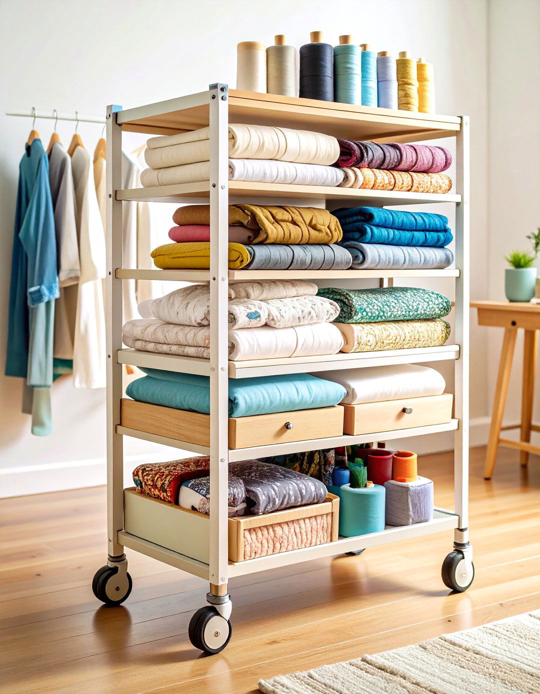 Rolling Storage Cart Stations - 24 Sewing Room Ideas