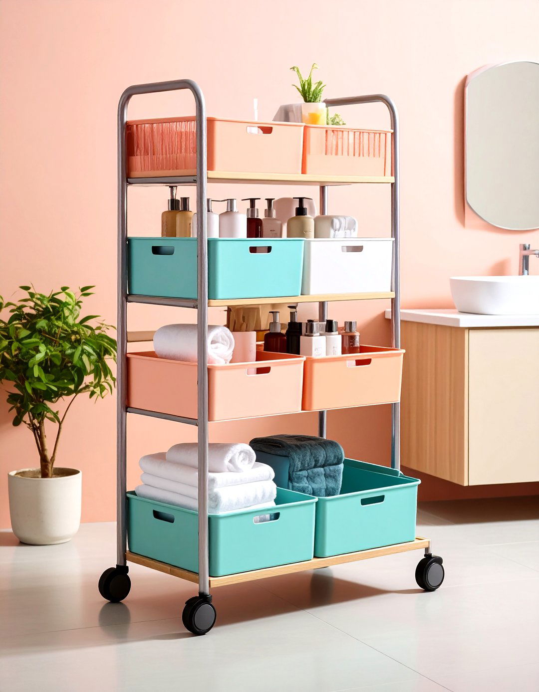 Rolling Storage Cart Systems - 24 Small Bathroom Storage Ideas