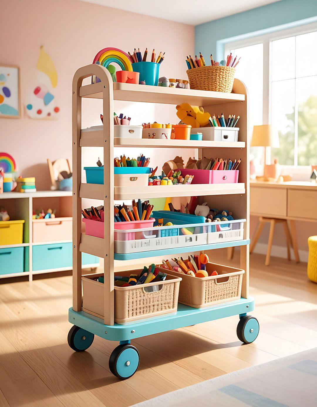 Rolling Storage Carts - 24 Playroom Storage Ideas