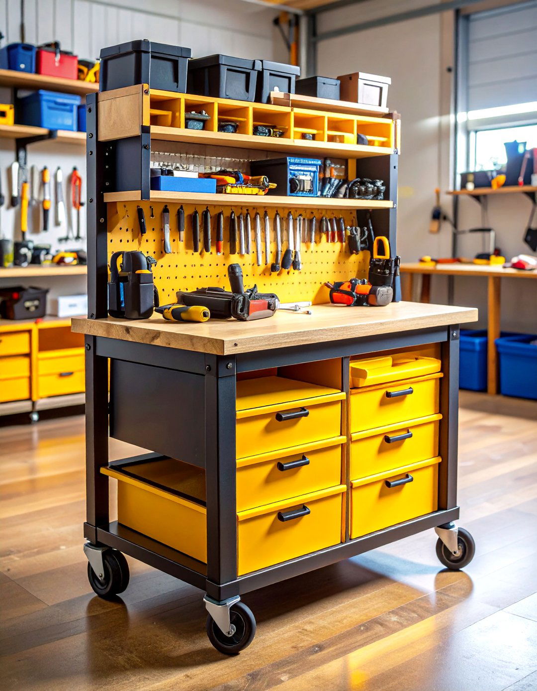 Rolling Tool Cart Workbench - 24 Garage Workbench Ideas