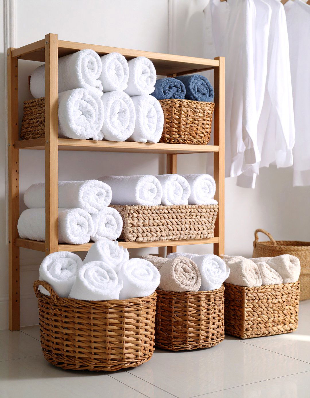 Rolling Towel Display System - 24 Linen Closet Organization Ideas