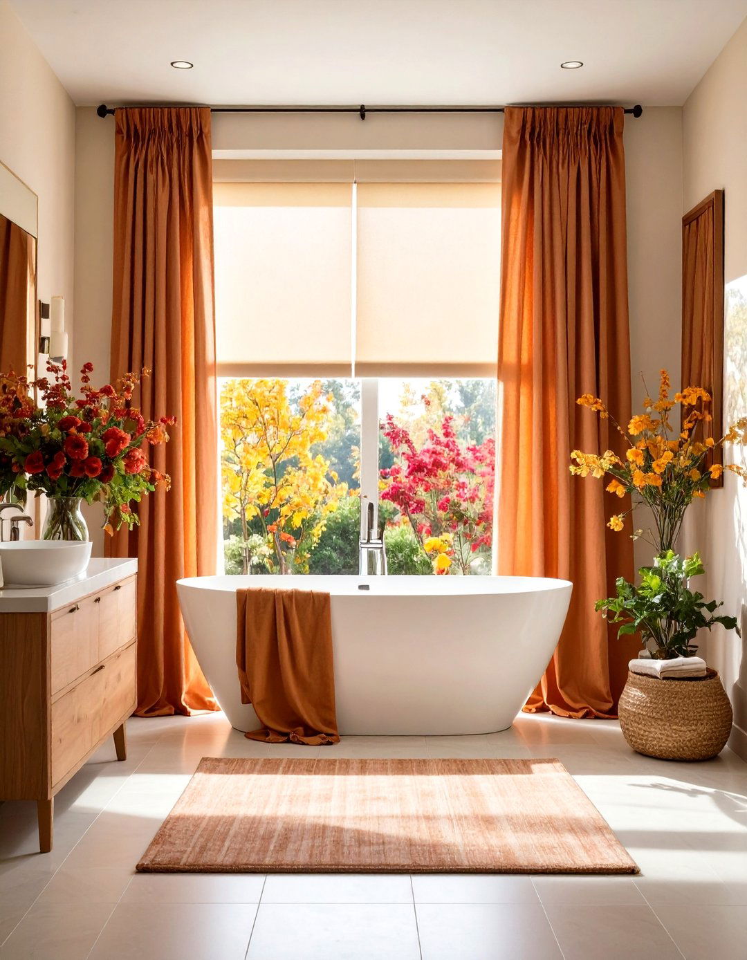 Roman Shade and Curtain Combinations - 24 bathroom curtain ideas