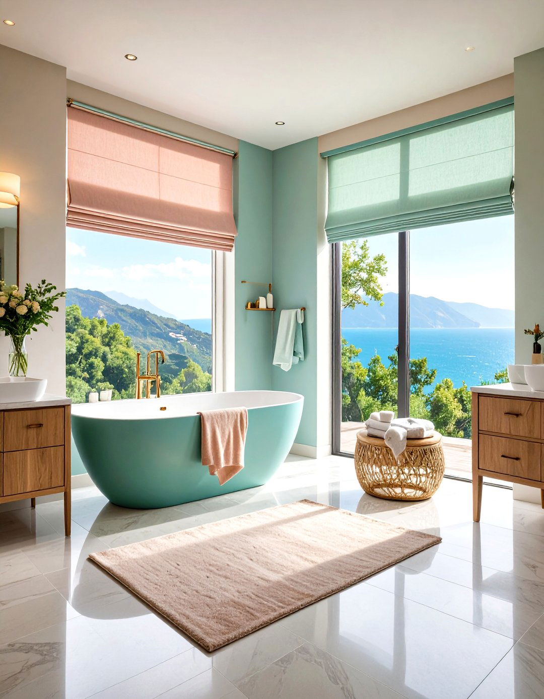 Roman Shades Fabric Selections - 24 Bathroom Window Treatment Ideas