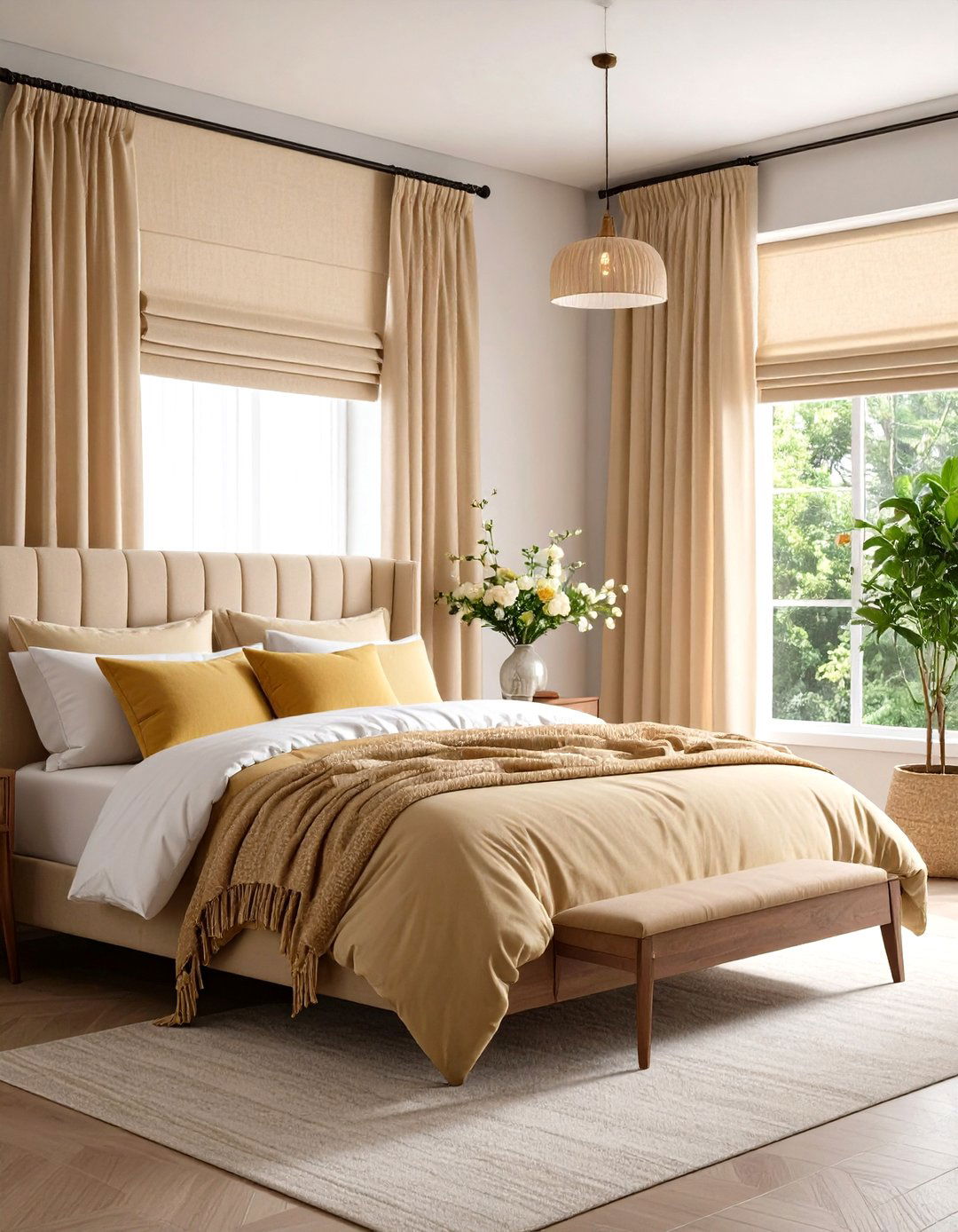 Roman Shades with Custom Fabrics - 24 Bedroom Window Ideas