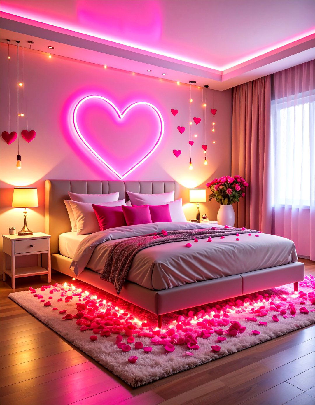 Romantic Ambient Glow - 24 Neon Bedroom Ideas