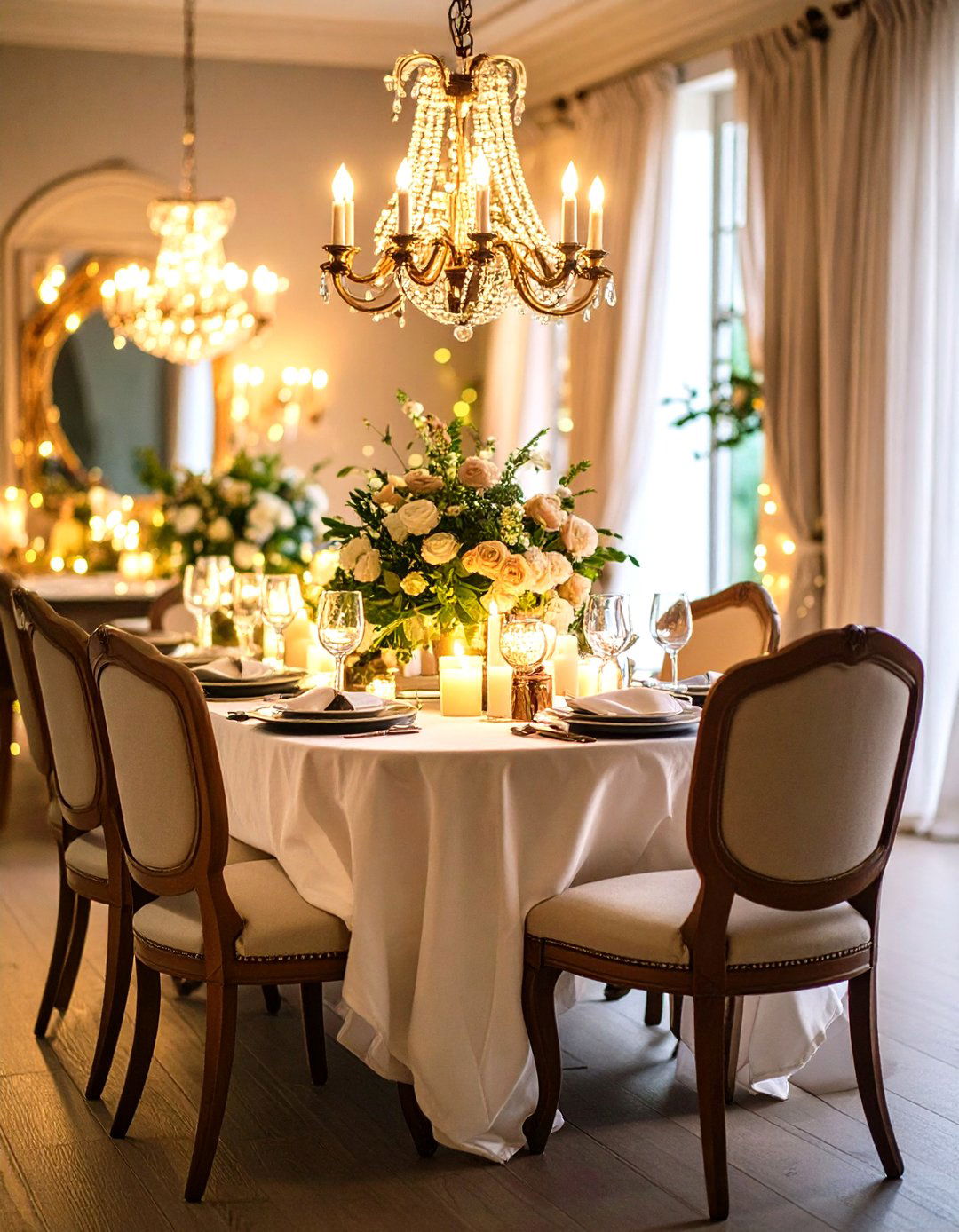 Romantic French Country Dining Room with Soft Lighting - 24 French Country Dining Room Ideas