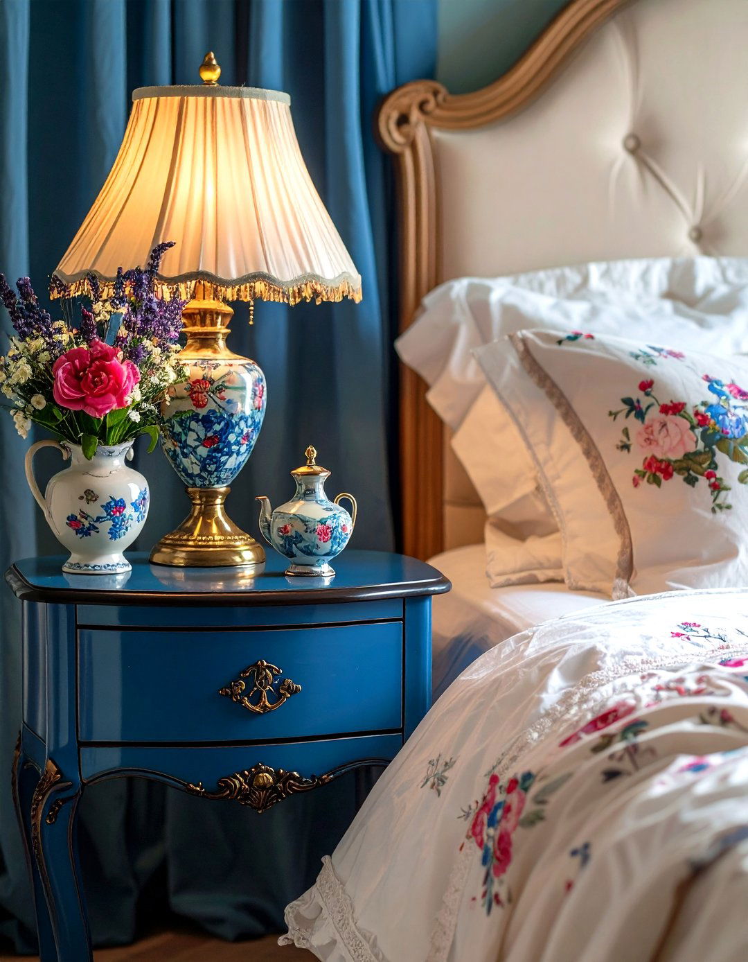 Romantic French Provincial - 24 Nightstand Decor Ideas