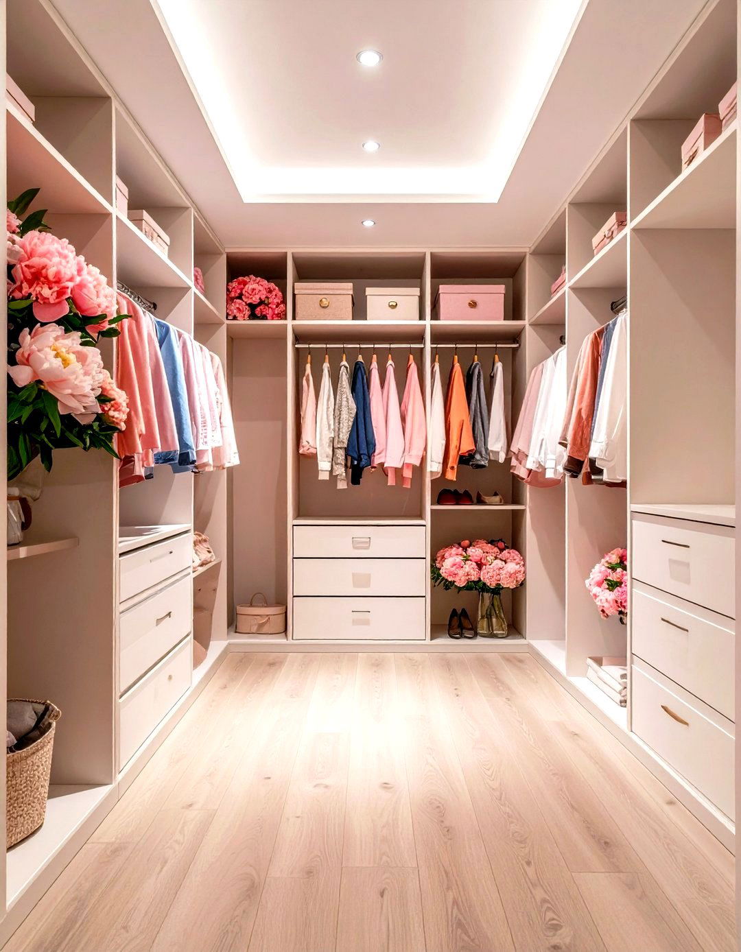 Romantic Peony Bloom Closet with Oversized Florals - 24 Closet Wallpaper Ideas
