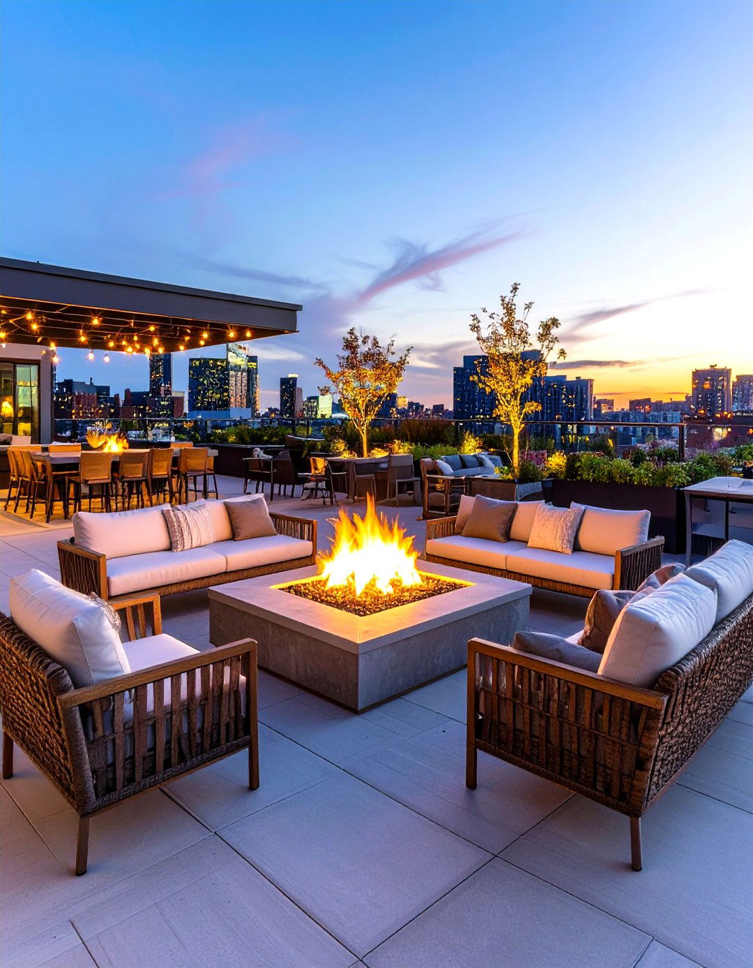 Rooftop Fire Feature Gathering - 24 Residential Rooftop Design Ideas