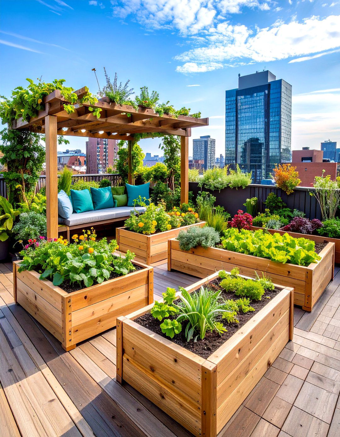 Rooftop Garden Second Floor Deck with Raised Planting Beds - 24 2nd Floor Deck Ideas
